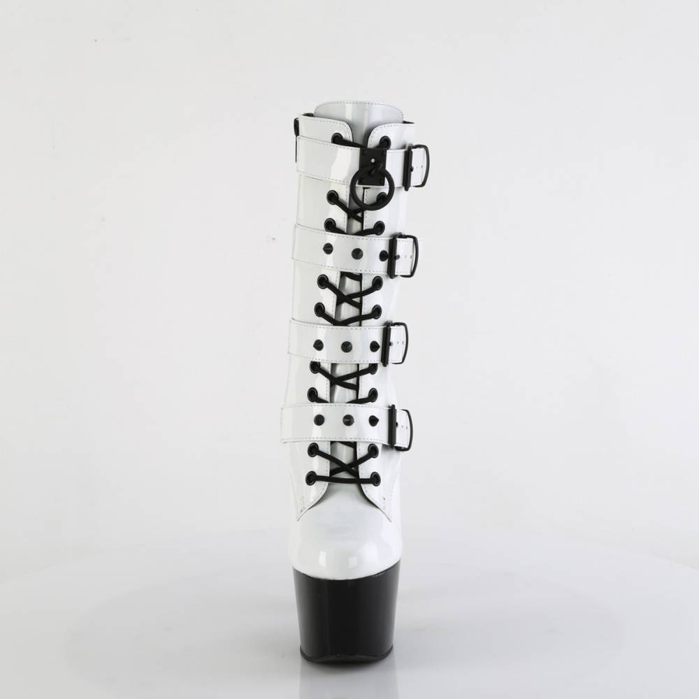 Pleaser - ADORE1046TT Bottes de plateforme, Pole dance chaussures - Blanc/Noir